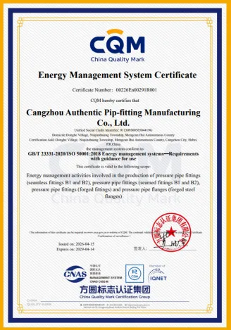 Energy Management System Certification Certificate
