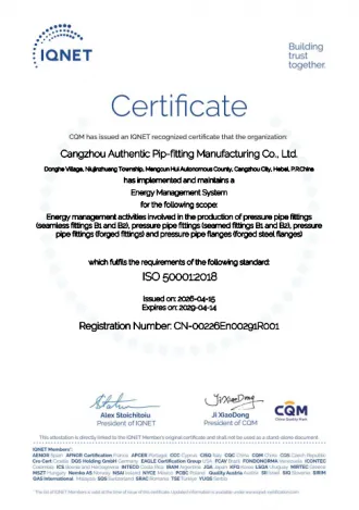 Energy Management System Certification Certificate