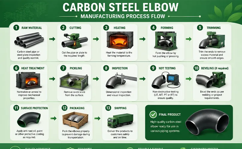 Manufacturing process of carbon steel elbows