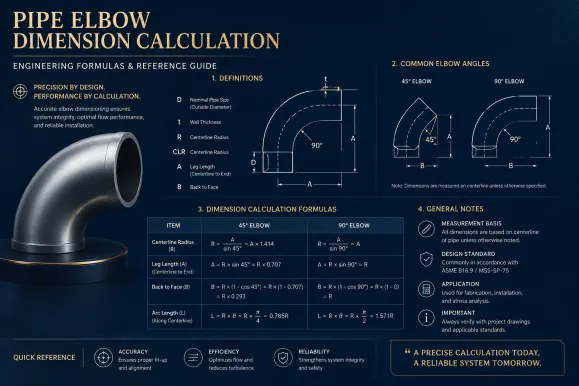 Formula for calculating elbow dimensions