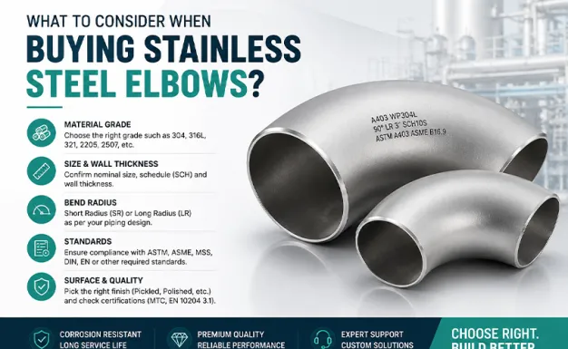 What details should be considered when purchasing stainless steel elbows?