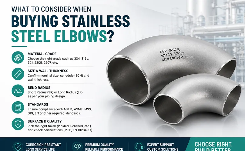 What details should be considered when purchasing stainless steel elbows?